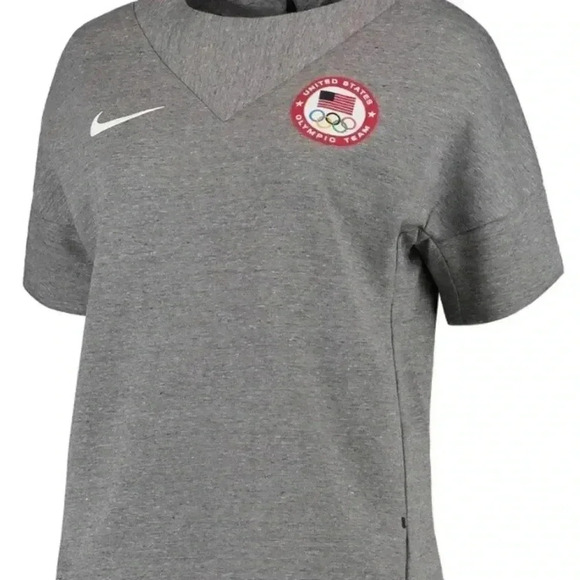 Nike Team USA Women's Gray Short Sleeve Fleece Crew Neck Sweatshirt Large - Picture 8 of 8
